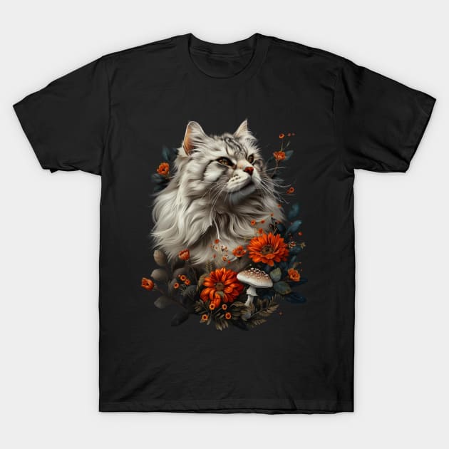 Cottagecore Aesthetic Cat Vignettes T-Shirt by ElinvanWijland birds
